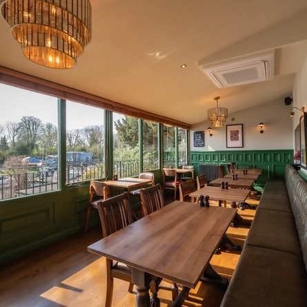 An interior shot of the venue & restaurant area at The Magpie pub.