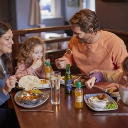 A family enjoying a meal