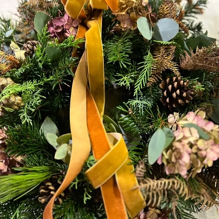 An image of a Christmas Wreath to advertise a Christmas Wreath Workshop What's On event at The Foundry Bell.