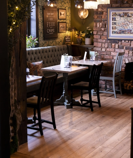 The restaurant in the Pen & Parchment.