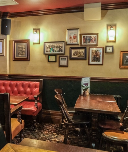 Internal seating area in a pub restaurant