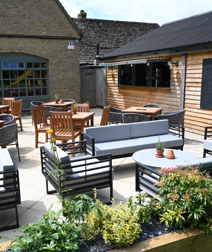 Beer garden outside of a pub