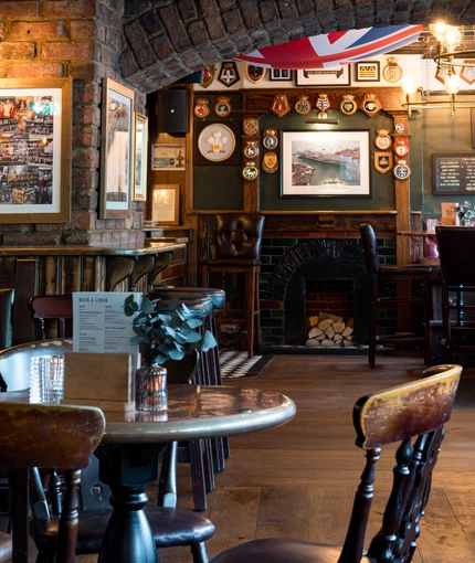 Internal seating area in a pub restaurant