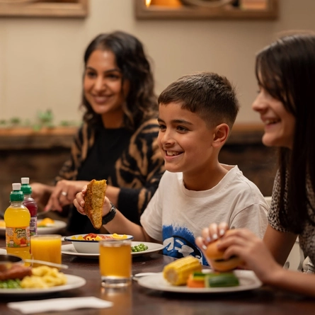 A family eating together in a pub restaurant