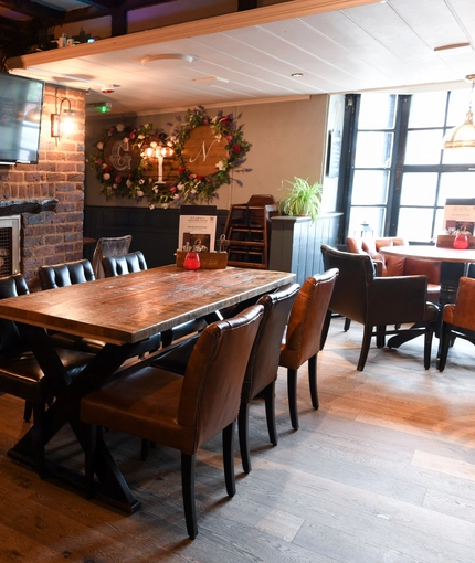 Internal seating area in a pub restaurant