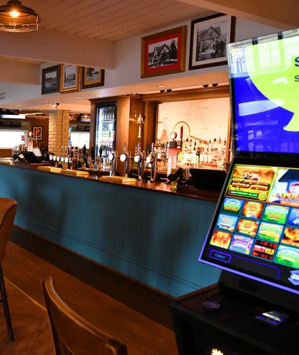 interior seating area and bar