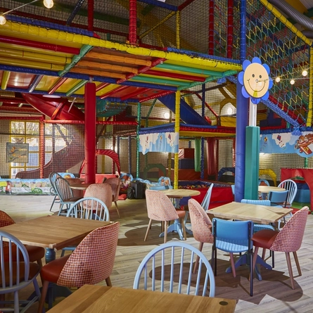 The seating area and play area at Wacky Warehouse at the Sovereigns.
