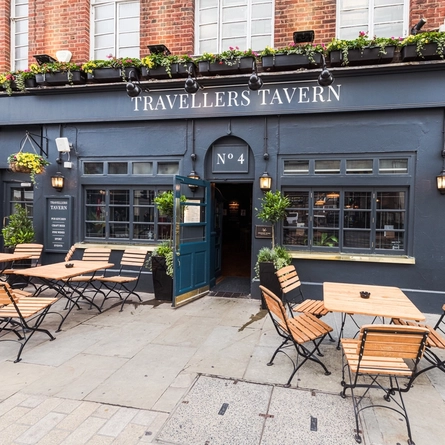 External view of a pub and beer garden