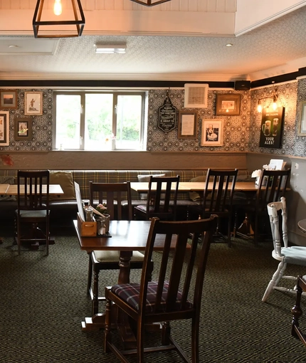 Internal seating area in a pub restaurant