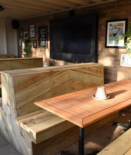 Indoor beer garden in a pub restaurant