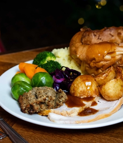 Christmas dinner and a pint of beer