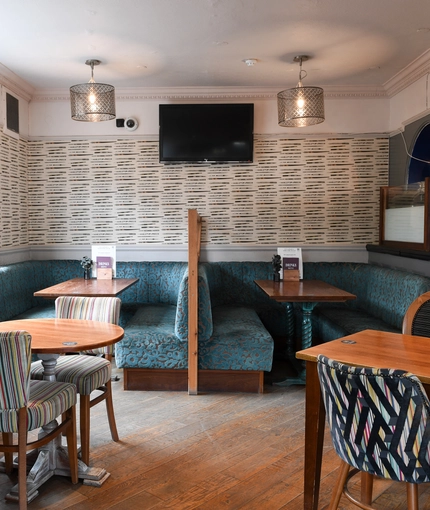 Internal seating area in a pub restaurant
