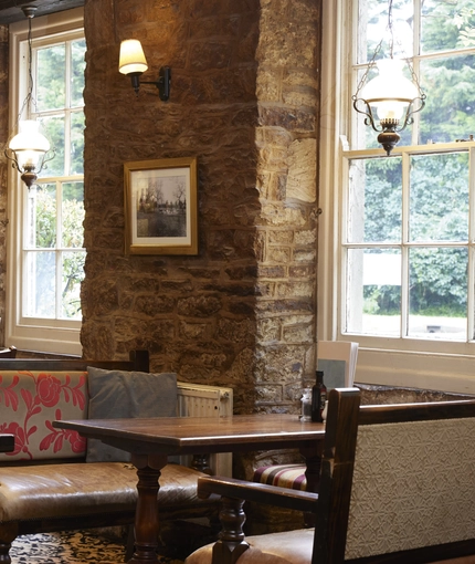 The restaurant area of the Hunters Hall Inn.