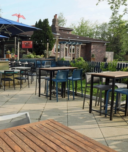 Beer garden outside of a pub