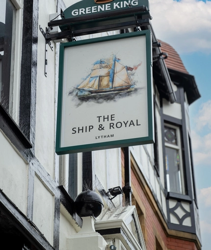 The exterior signage for the Ship and Royal.