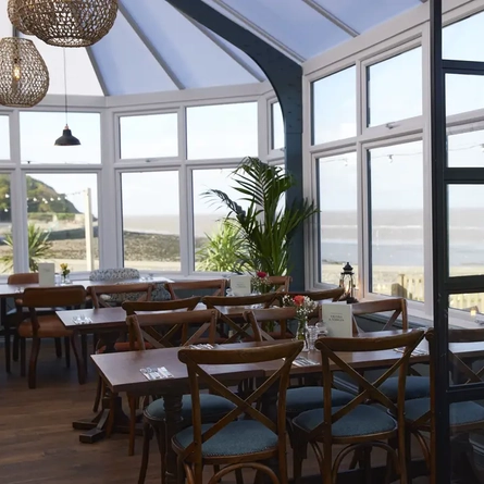 Interior seating area in a pub restaurant