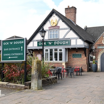 Exterior view of a pub entrance