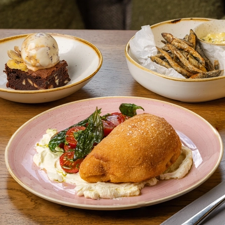 A selection of a starter, main and dessert available from the Prix Fixe menu at Crafted venues.