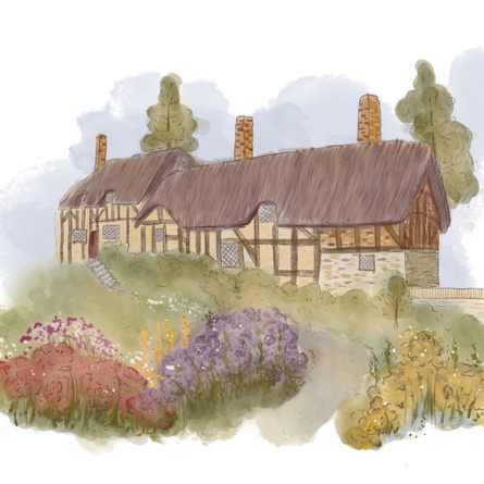 A illustration of Annes cottage in Stratford Up On Avon.