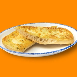 A packshot featuring a plated Cheesy Garlic Bread dish available for delivery from Hungry Horse venues.