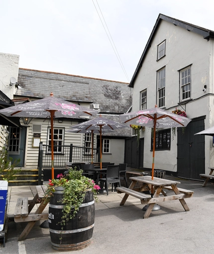External seating area outside of a pub
