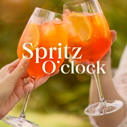 A banner promoting summer drinks 'Spritz O'clock' at Chef & Brewer.