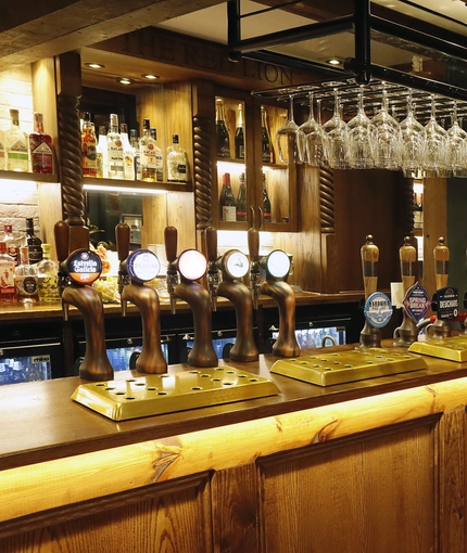 The bar of The Red Lion.