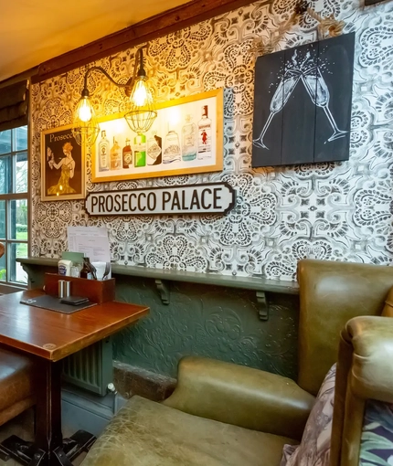 interior seating area and restaurant