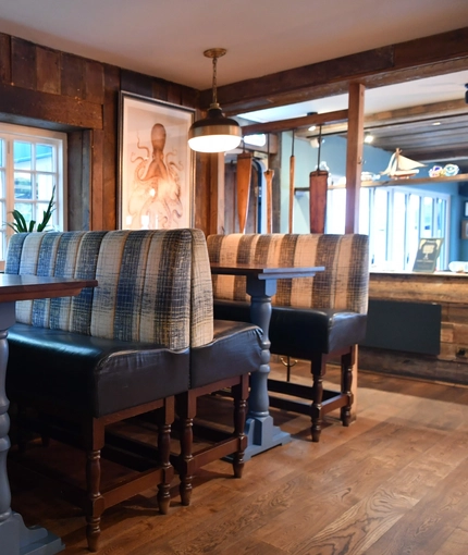 Interior dining area of a pub.