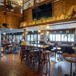 Interior seating area in a pub restaurant