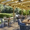 The exterior beer garden seating area with partial undercover section at The Drum and Monkey.