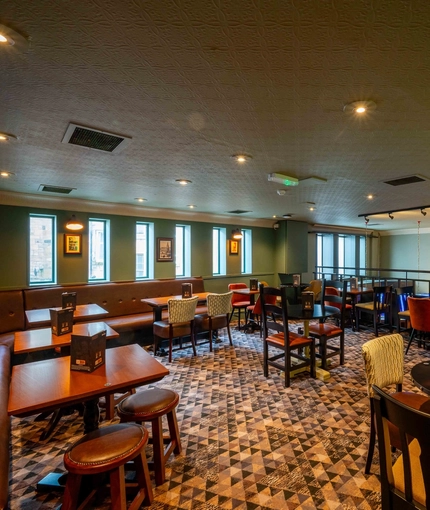 The upstairs interior seating area at the Armstrongs.
