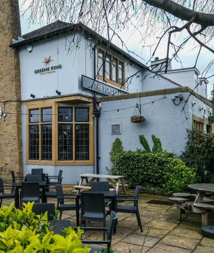 exterior of the venue with beer garden