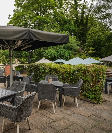 Beer garden outside of a pub