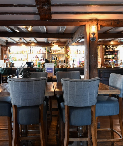 Interior seating area in a pub restaurant