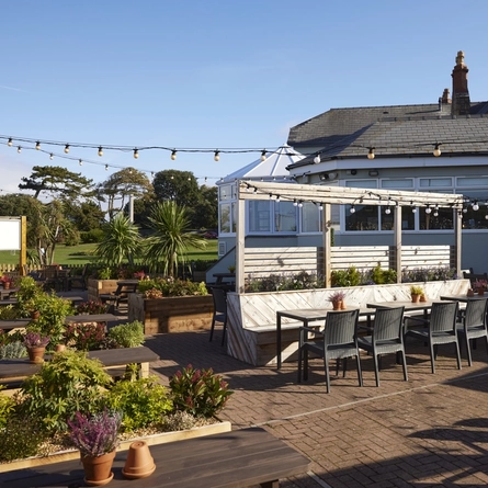 Beer garden outside of a pub