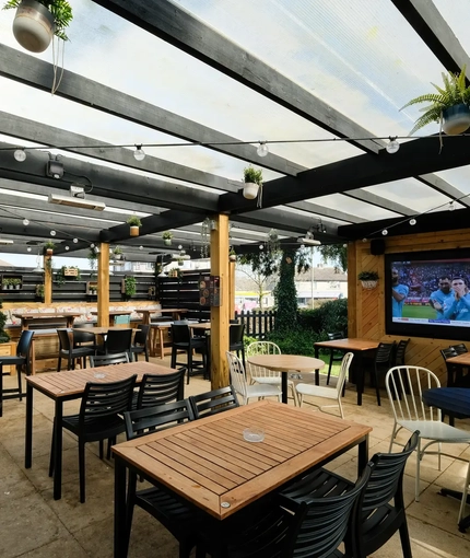 exterior beer garden and seating area