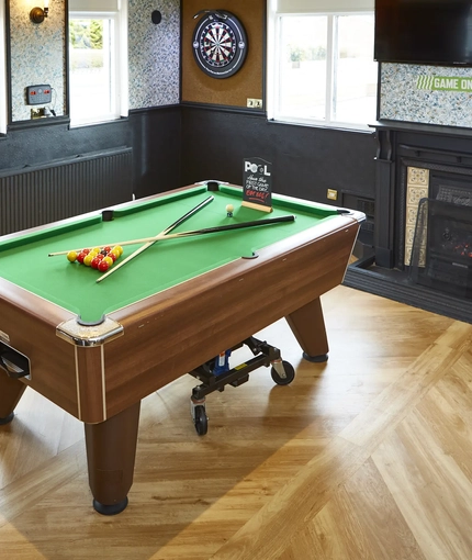 The interior games area with pool table at The Fountain.