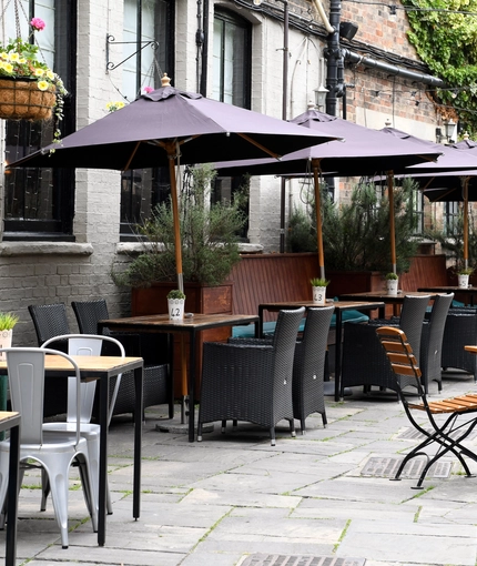External seating area outside of a pub
