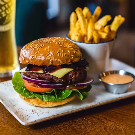 Burger and chips