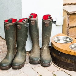 A pair of muddy boots