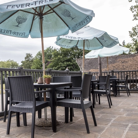The beer garden of The Crossroads.