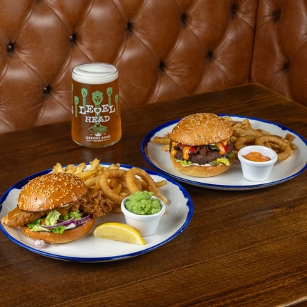 An image of a burger and fries.