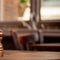 An image focusing on the menus and table decor on one of the tables within the interior restaurant seating area at The Blue Posts.