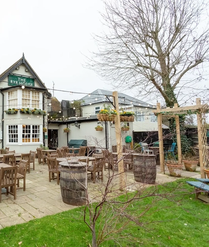 exterior of the pub and beer garden