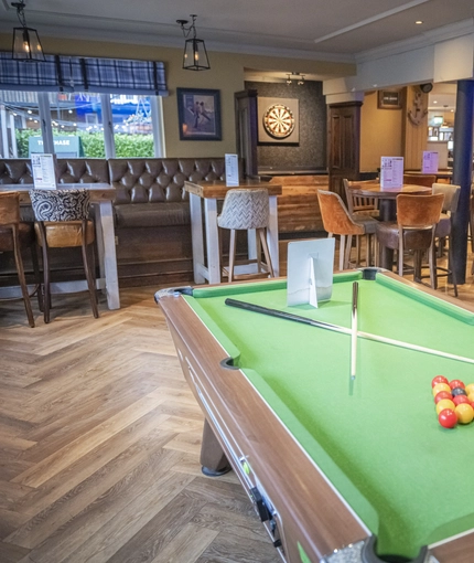 interior seating area with pool table