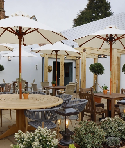The beer garden of The Red Lion.