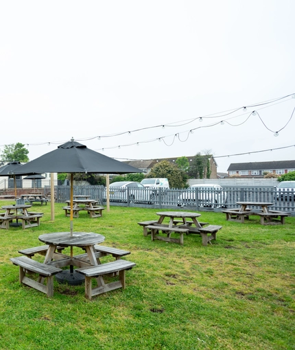 Beer garden outside of a pub