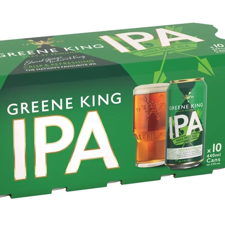 A pack of Greene King IPA cans.