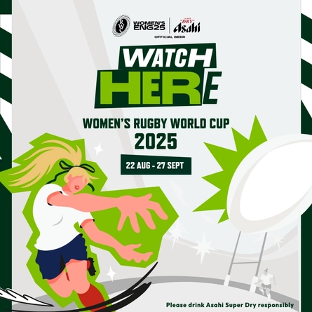 A banner promoting the Women's Rugby World Cup in selected Greene King venues.